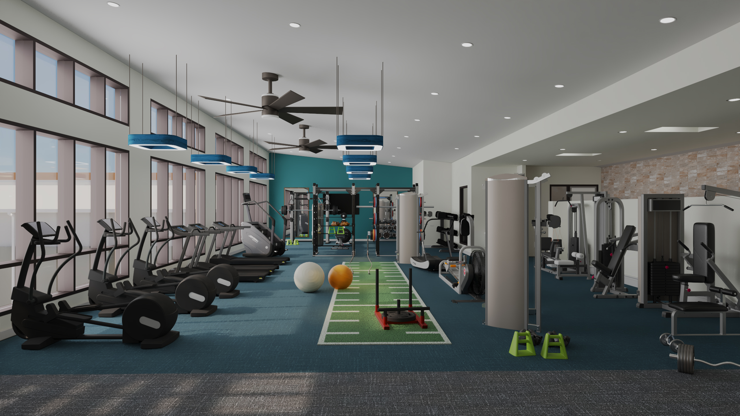 Rooftop Fitness center render in gainesville fl student apartments